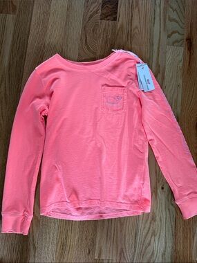 Vineyard Vines Girls' Coral Pink Long-Sleeve Pocket Tee